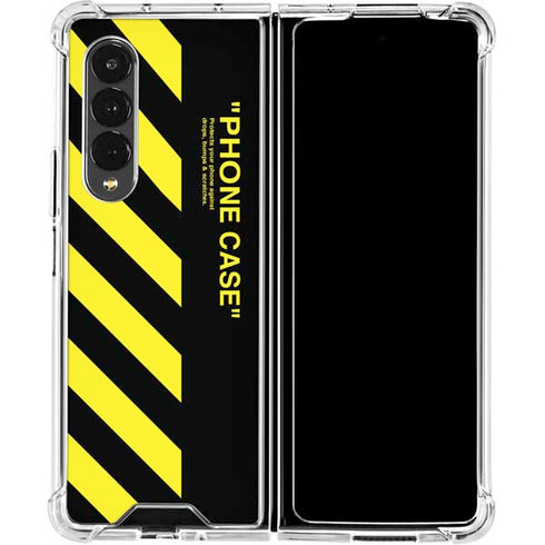 Black and Yellow Stripes Galaxy Z Fold4 5G Clear Case