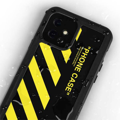 Black and Yellow Stripes iPhone 12 Waterproof Case