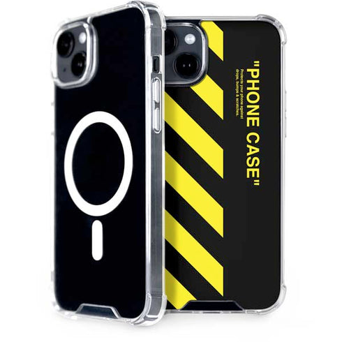 Black and Yellow Stripes iPhone 15 Plus MagSafe Case