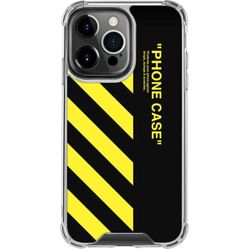 Black and Yellow Stripes iPhone 15 Pro Clear Case