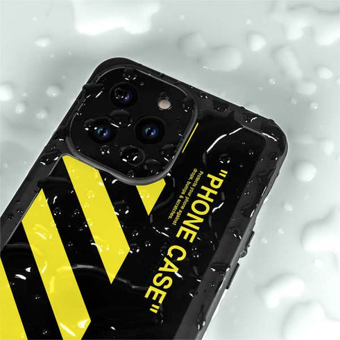 Black and Yellow Stripes iPhone 14 Pro Max Waterproof Case
