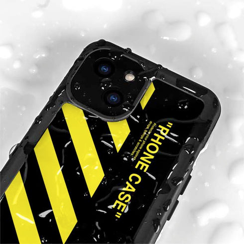 Black and Yellow Stripes iPhone 15 Waterproof Case