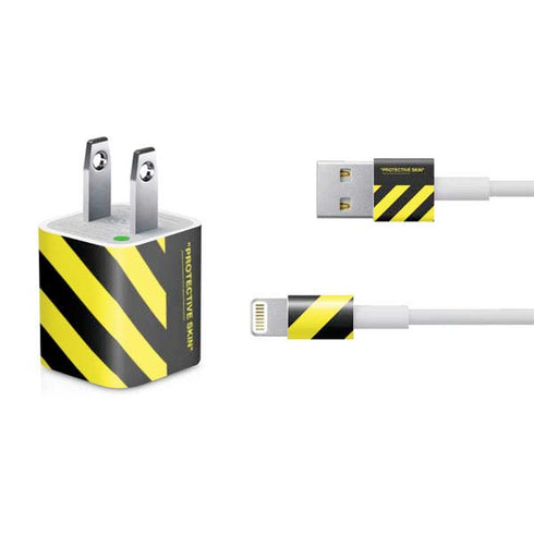 Black and Yellow Stripes iPhone Charger (5W USB) Skin