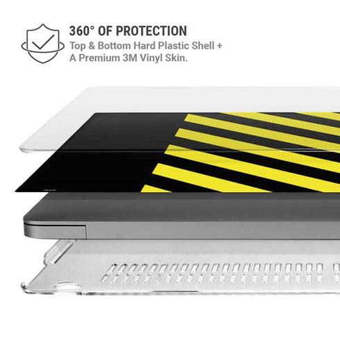 Black and Yellow Stripes MacBook Pro 16in (2021-25) Case plus Skin