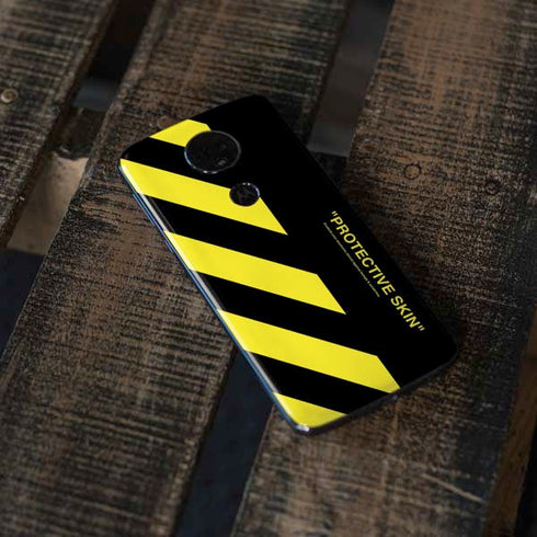 Black and Yellow Stripes Moto E5 Plus Skin