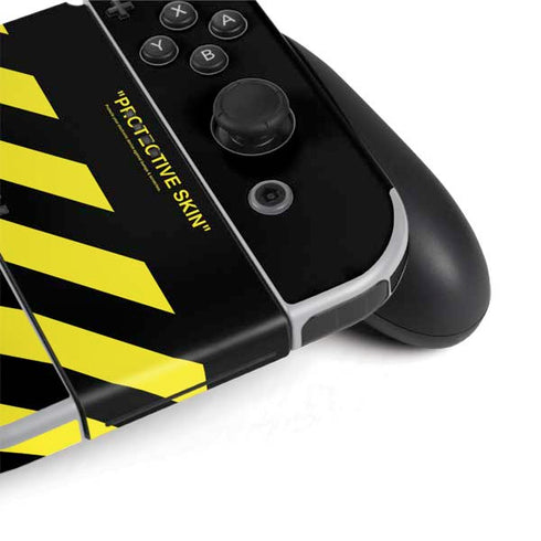 Black and Yellow Stripes Nintendo Switch OLED (2021) Skin