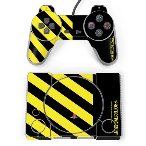 Black and Yellow Stripes PlayStation Classic Bundle Skin