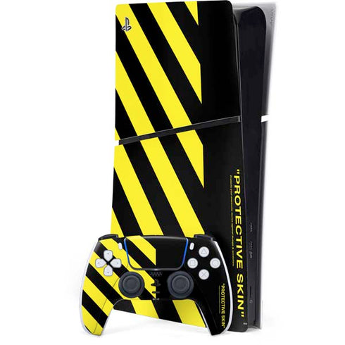 Black and Yellow Stripes PS5 Slim Digital Edition Console Skin