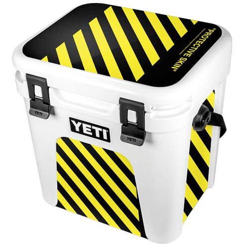 Black and Yellow Stripes YETI Roadie 24 Hard Cooler Skin