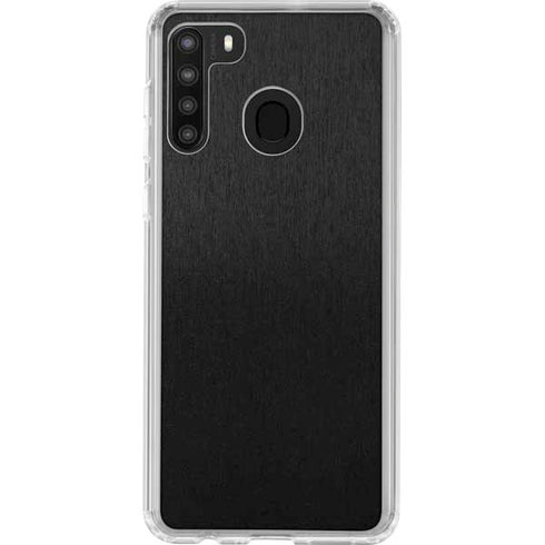 Specialty Vinyl Black Brushed Steel Texture Galaxy A21 Clear Case