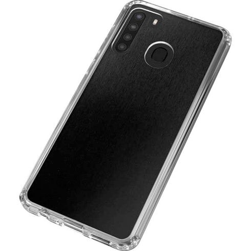Specialty Vinyl Black Brushed Steel Texture Galaxy A21 Clear Case