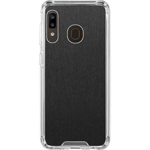 Specialty Vinyl Black Brushed Steel Texture Galaxy A30 Clear Case