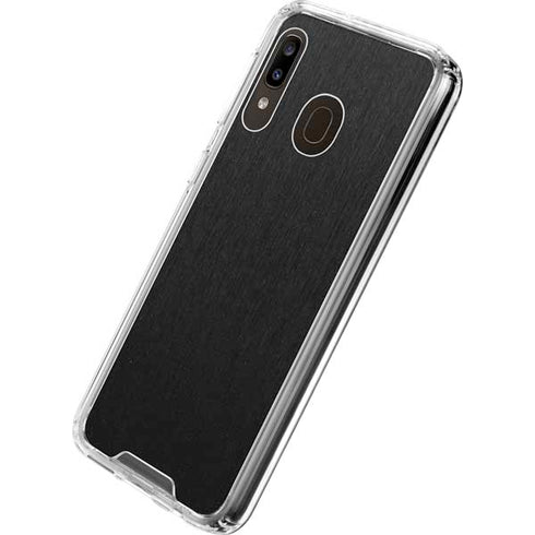 Specialty Vinyl Black Brushed Steel Texture Galaxy A30 Clear Case