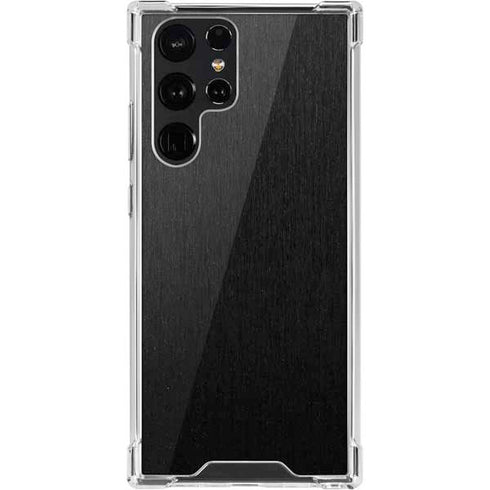 Specialty Vinyl Black Brushed Steel Texture Galaxy S22 Ultra Clear Case