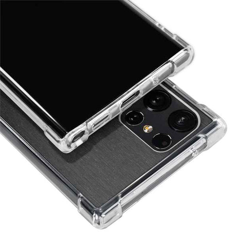 Specialty Vinyl Black Brushed Steel Texture Galaxy S22 Ultra Clear Case