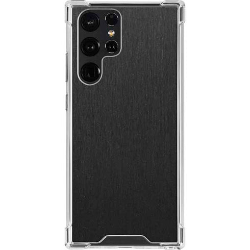 Specialty Vinyl Black Brushed Steel Texture Galaxy S24 Ultra Clear Case