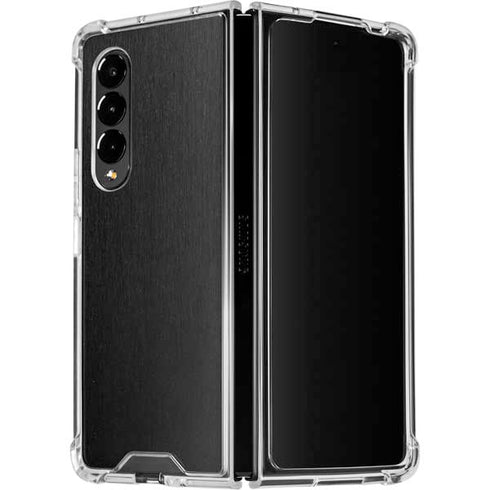 Specialty Vinyl Black Brushed Steel Texture Galaxy Z Fold4 5G Clear Case