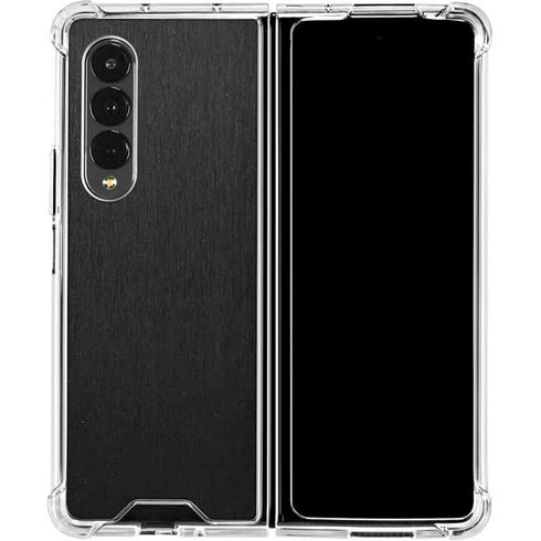 Specialty Vinyl Black Brushed Steel Texture Galaxy Z Fold4 5G Clear Case
