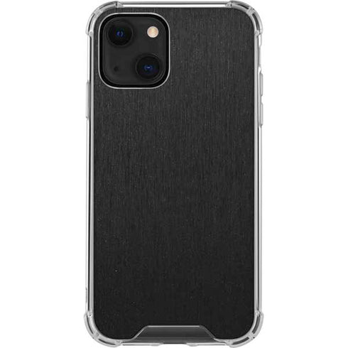 Specialty Vinyl Black Brushed Steel Texture iPhone 14 Plus Clear Case