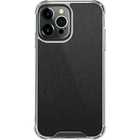 Specialty Vinyl Black Brushed Steel Texture iPhone 14 Pro Max Clear Case