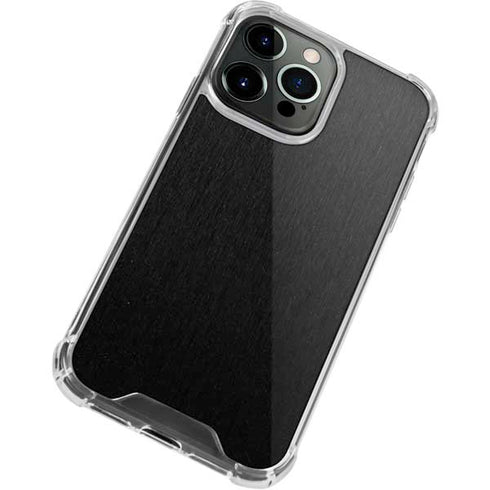 Specialty Vinyl Black Brushed Steel Texture iPhone 15 Pro Max Clear Case