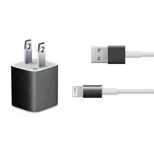 Specialty Vinyl Black Brushed Steel Texture iPhone Charger (5W USB) Skin