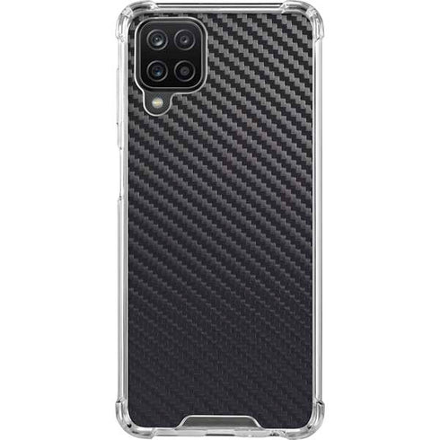 Black Carbon Fiber Specialty Texture Material Galaxy A12 Clear Case