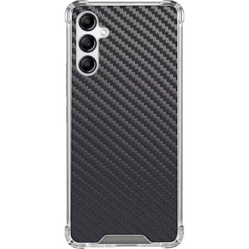 Black Carbon Fiber Specialty Texture Material Galaxy A14 5G Clear Case