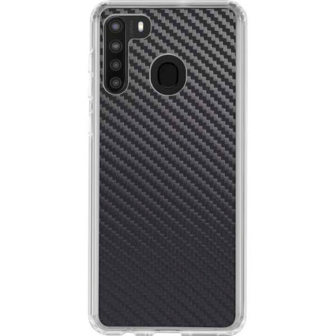 Black Carbon Fiber Specialty Texture Material Galaxy A21 Clear Case