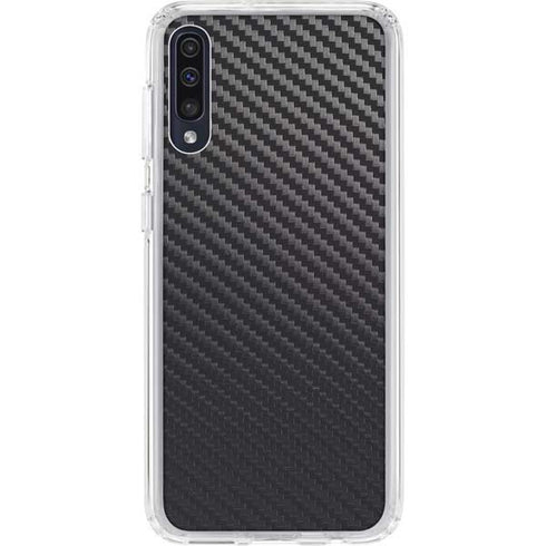 Black Carbon Fiber Specialty Texture Material Galaxy A50 Clear Case