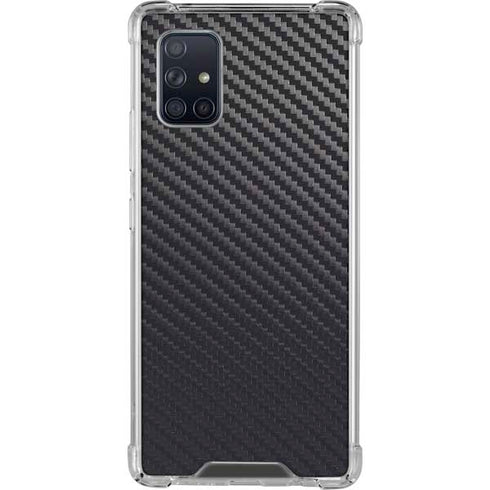 Black Carbon Fiber Specialty Texture Material Galaxy A71 5G Clear Case