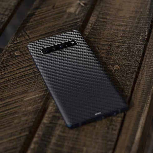 Black Carbon Fiber Specialty Texture Material Galaxy S10 Plus Skin