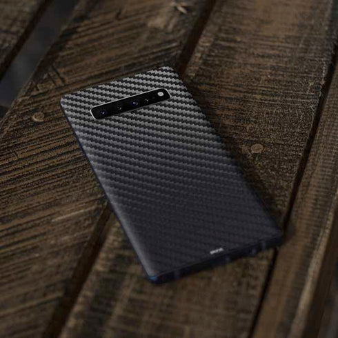 Black Carbon Fiber Specialty Texture Material Galaxy S10 Skin