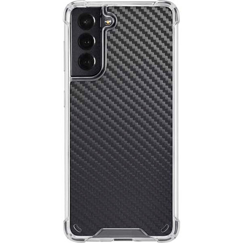 Black Carbon Fiber Specialty Texture Material Galaxy S21 5G Clear Case