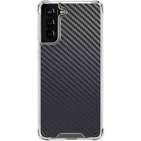 Black Carbon Fiber Specialty Texture Material Galaxy S21 Plus 5G Clear Case