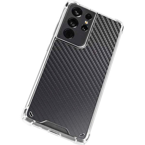 Black Carbon Fiber Specialty Texture Material Galaxy S21 Ultra 5G Clear Case