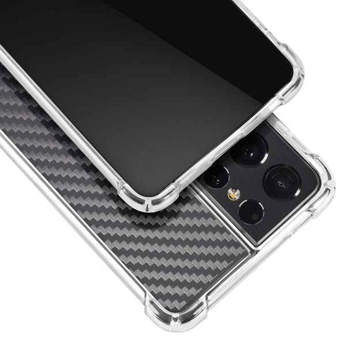 Black Carbon Fiber Specialty Texture Material Galaxy S21 Ultra 5G Clear Case