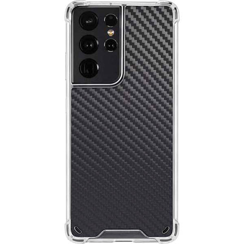 Black Carbon Fiber Specialty Texture Material Galaxy S21 Ultra 5G Clear Case