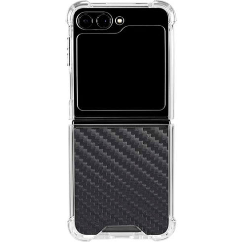 Black Carbon Fiber Specialty Texture Material Galaxy Z Flip5 5G Clear Case