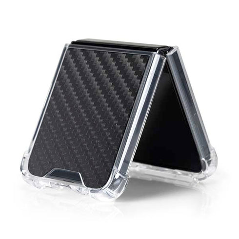 Black Carbon Fiber Specialty Texture Material Galaxy Z Flip5 5G Clear Case