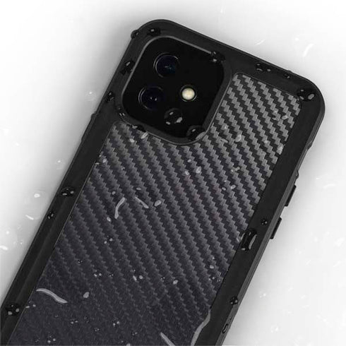 Black Carbon Fiber Specialty Texture Material iPhone 12 Waterproof Case