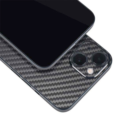 Black Carbon Fiber Specialty Texture Material iPhone 15 Plus Skin