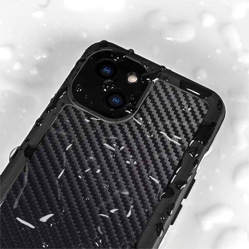 Black Carbon Fiber Specialty Texture Material iPhone 15 Plus Waterproof Case