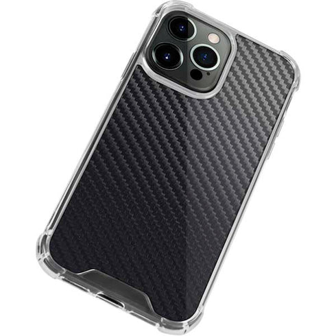 Black Carbon Fiber Specialty Texture Material iPhone 15 Pro Clear Case