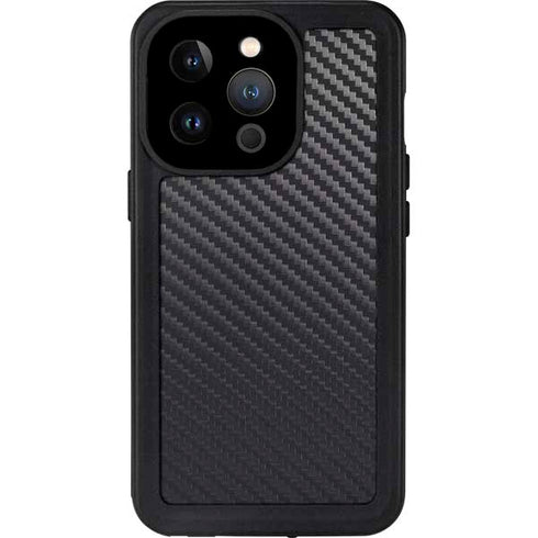 Black Carbon Fiber Specialty Texture Material iPhone 15 Pro Waterproof Case