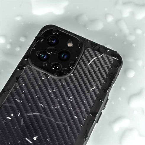Black Carbon Fiber Specialty Texture Material iPhone 15 Pro Waterproof Case