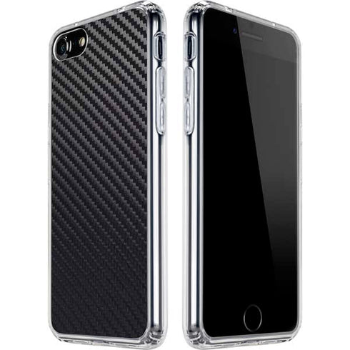 Black Carbon Fiber Specialty Texture Material iPhone SE (2nd & 3rd Gen) Clear Case
