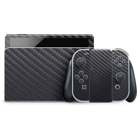 Black Carbon Fiber Specialty Texture Material Nintendo Switch OLED (2021) Skin