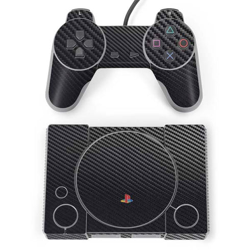 Black Carbon Fiber Specialty Texture Material PlayStation Classic Bundle Skin