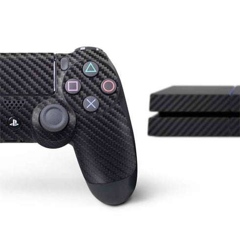 Black Carbon Fiber Specialty Texture Material PS4 Console and Controller Bundle Skin